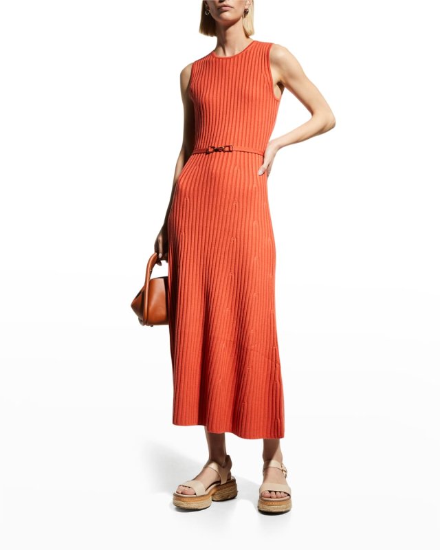 Meier Belted Rib Midi Dress